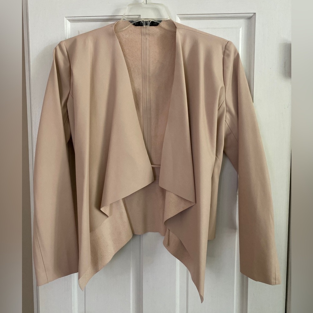 Zara Basic, Pale Pink, Faux Leather Jacket, Size L